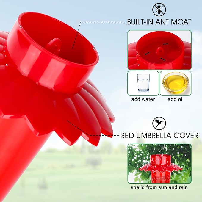 Fchstaer Hummingbird Feeders with Umbrella Bundle Glass Hummingbird Feeders
