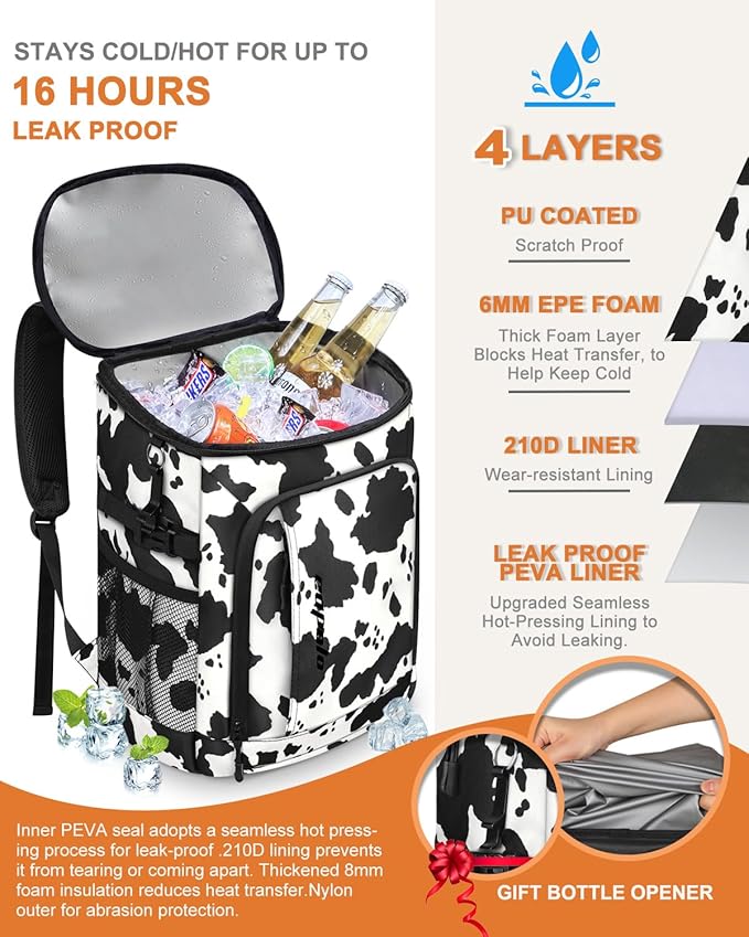 Capolo Cooler Backpack Insulated Waterproof for Women Men,36/45 Cans Lunch Backpack Coolers Leak Proof Soft Cooler Bag Ice Chest for Camping Beach