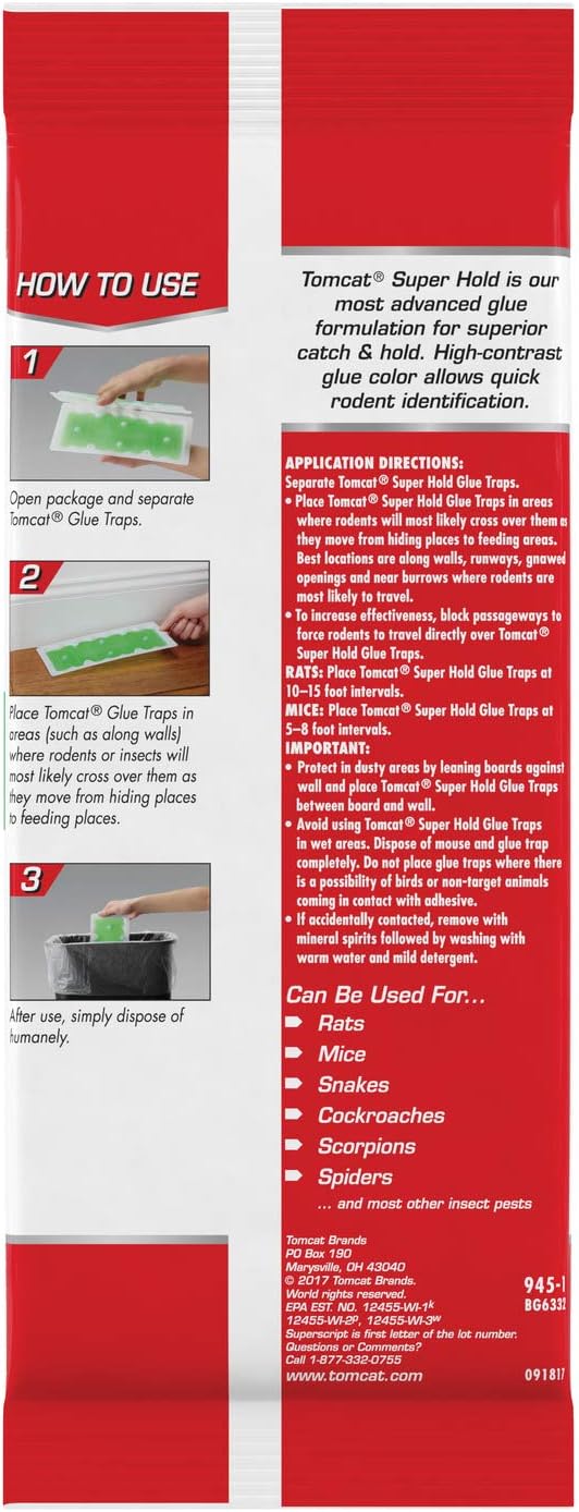 Tomcat Super Hold Glue Traps, Rat Size, 2 Traps/Pack (12-Pack)
