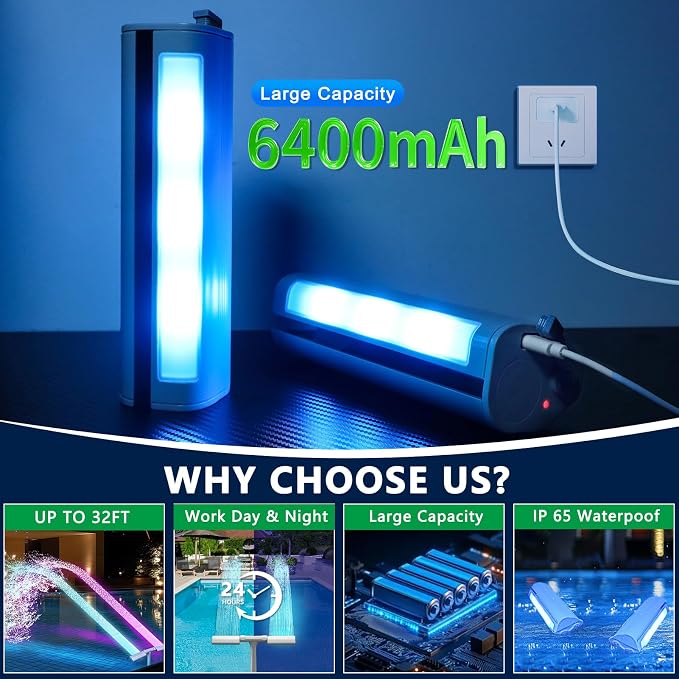 2026 Upgrade Pool Fountain for Inground/Above Ground Pools, 16-Colors 12 Modes LED Lights, Dual Spray 360° Adjustable Pool Sprinkler Waterfall Fountain, Tool-Free Installation Water Cooler