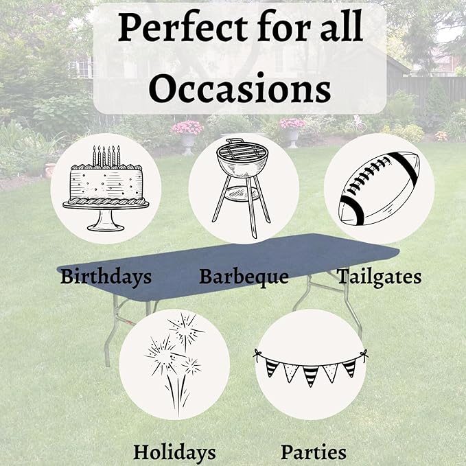 Kwik-Covers 6' Rectangle Plastic Table Covers 30" x 72", Bundle of 5 (Navy Blue)