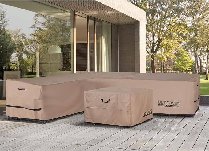 ULTCOVER Patio L-Shaped Left Facing Sofa Cover Waterproof for 6-Seater Outdoor Sectional Furniture Couch 85”W (Left Side) x 110”W (Back Length)