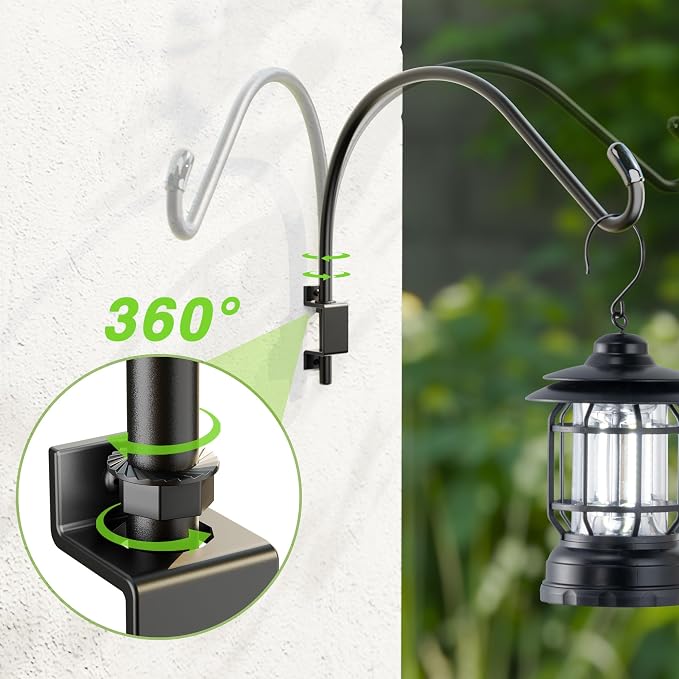 16 Inch 2 Pack Swivel Plant Hanger: Plant Hangers Outdoor, Heavy Duty Hook for Bird Feeder, Plant, Flower Basket, Lantern, Wind Chime - Versatile Hanging Brackets Outdoor Indoor Use Up to 22LB