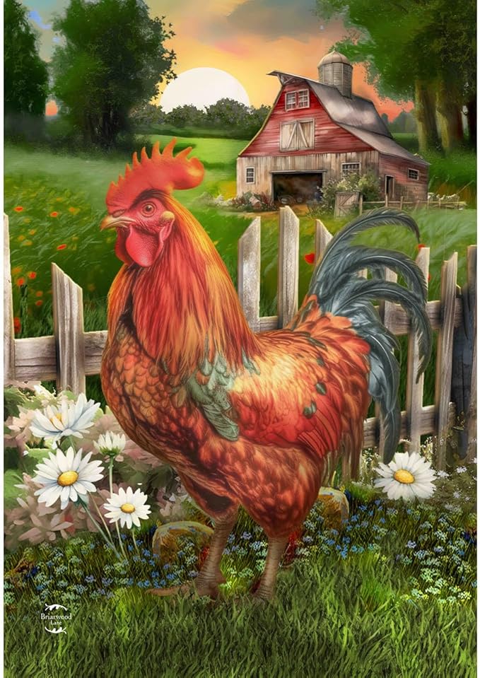Briarwood Lane Sunrise Rooster House Flag