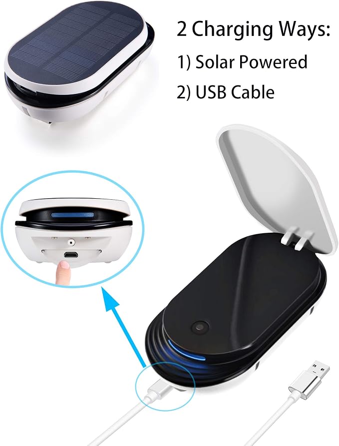 Lewisia Solar Air Pump with USB Charging Portable Fish Bait Aerator Live Bait Pump Fishing Pond Bubble Oxygenator Aquaponics Aquaculture Hydroponics Bubbleponics 3 Working Modes