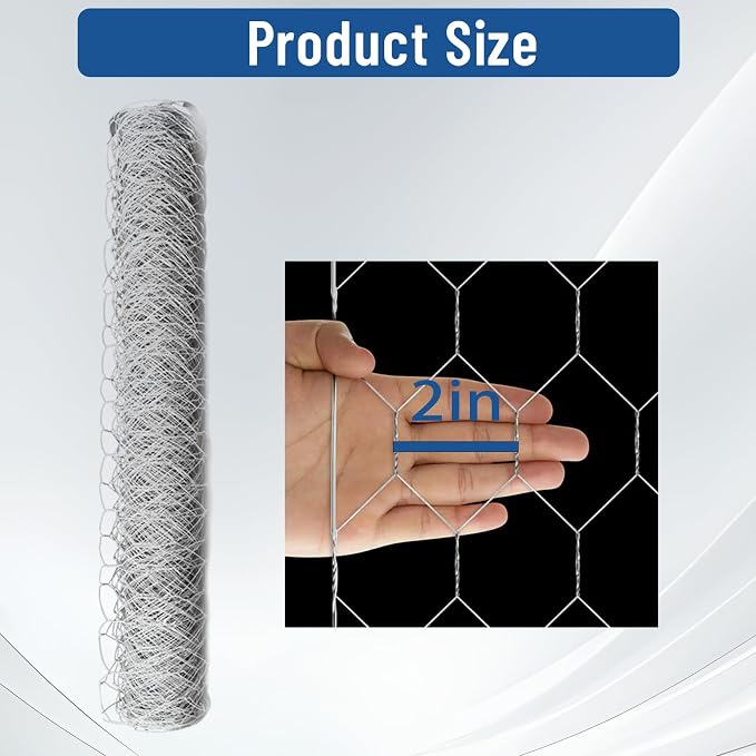 WFLNHB Hexagonal Chicken Wire Poultry Netting Galvanized Mesh Garden Fence Barrier Fence Mesh Roll 6Feet x 150Feet