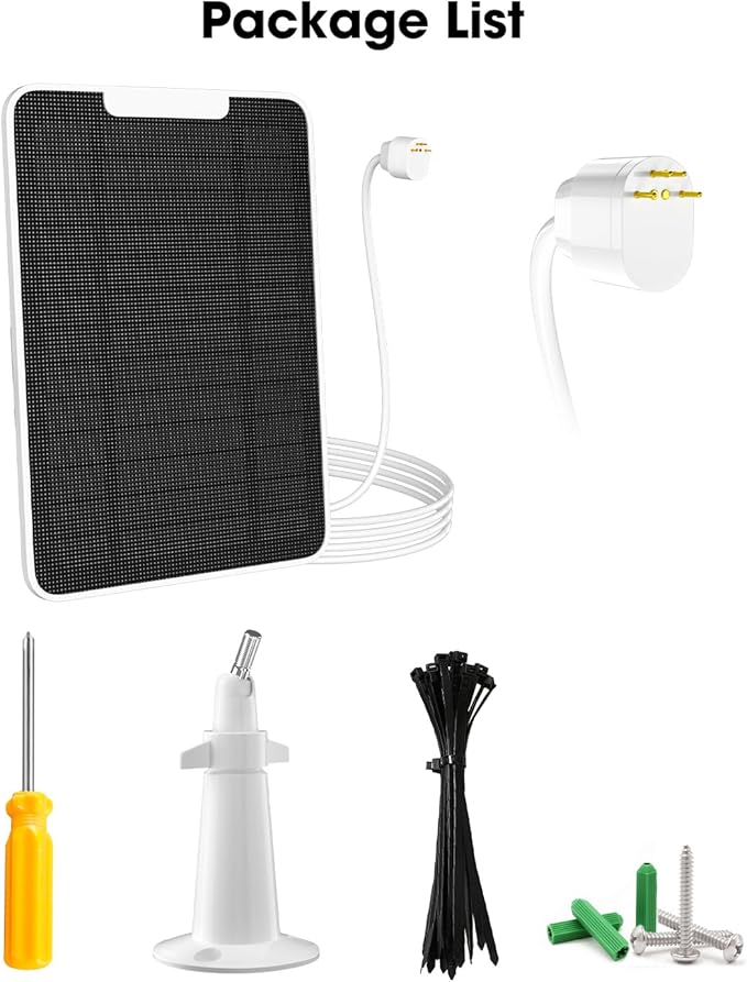 6W Solar Panel Charger Compatible with Google Nest Camera Outdoor & Indoor (Battery Version), Solar Power for Google Nest Cam, IP65 Weatherproof, w/Secure Wall Mount & Screwdriver, 13ft Cable, 2 Pack