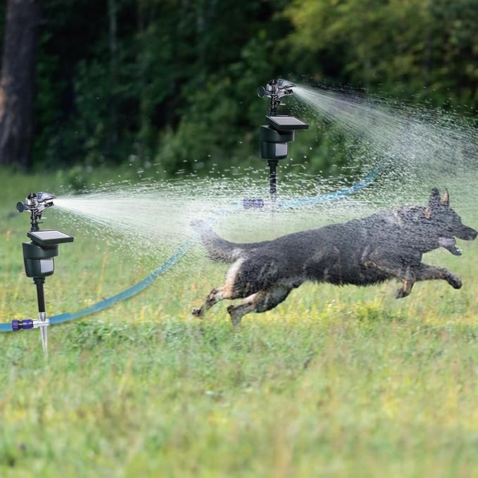 Outdoor Repellent for Yard Motion Activated with Solar Panel Water Spray Garden Sprinkler Irrigation System