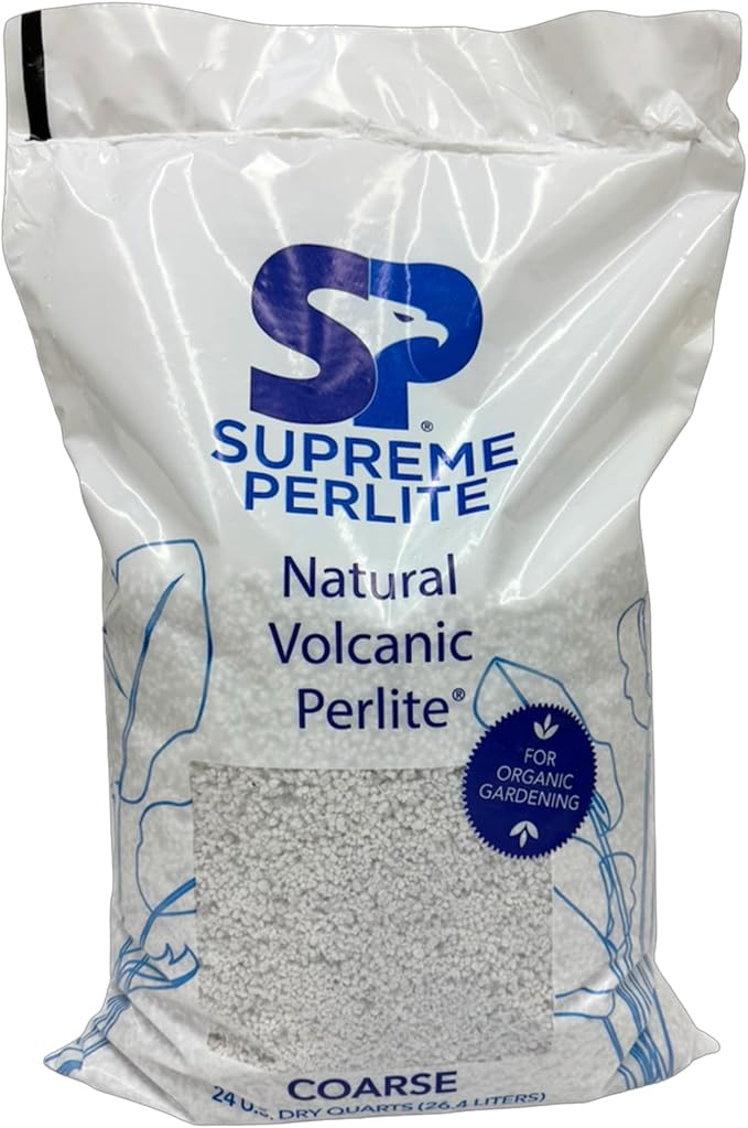 Supreme Perlite Coarse Horticultural Perlite for Potting Soil, Seed Starting, Propagation & Organic Gardening, 24 Quart Bag - Improves Drainage and Soil Aeration for Indoor or Outdoor Plant Use