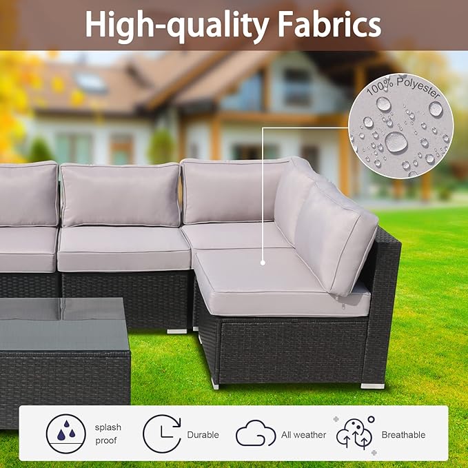14Pcs Patio Cushion Covers Replacement Splashproof UV-Resistant Inelastic Covers with Zippers, Max Compatible 25.6x25.6x4inch Patio Cushion, for 7 Pcs Outdoor Patio Furniture Sets