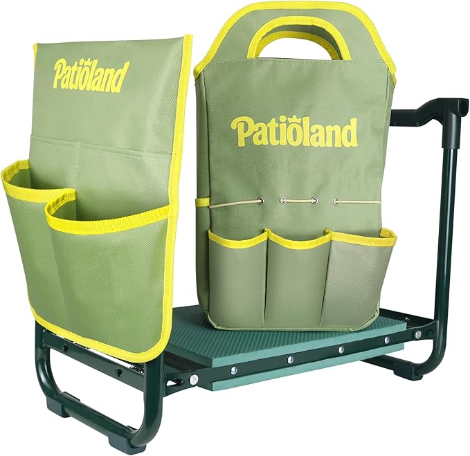 Garden Kneeler and Seat with 1 Gardening Tool Pouch and 1 Tool Bag, 10.2" Widen Heavy Duty Thicken Soft Kneeling Pad, Folding Garden Stool, Outdoor Yard Work Seat, Ideal Gardening Gifts for Mom, Women