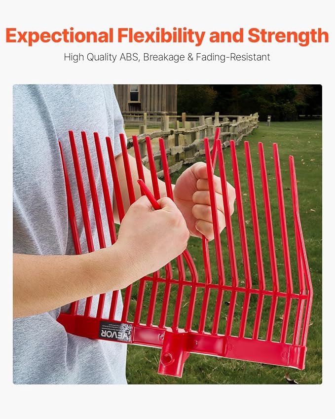 VEVOR 6PCS Manure Fork Replacement Head, 18 Angled Tines Horse Manure Fork Head, Durable Plastic Pitchfork Heads, Horse Mulch Rake for Picking up Stable Stall Muck Grass Hay Cleaning Farm Work