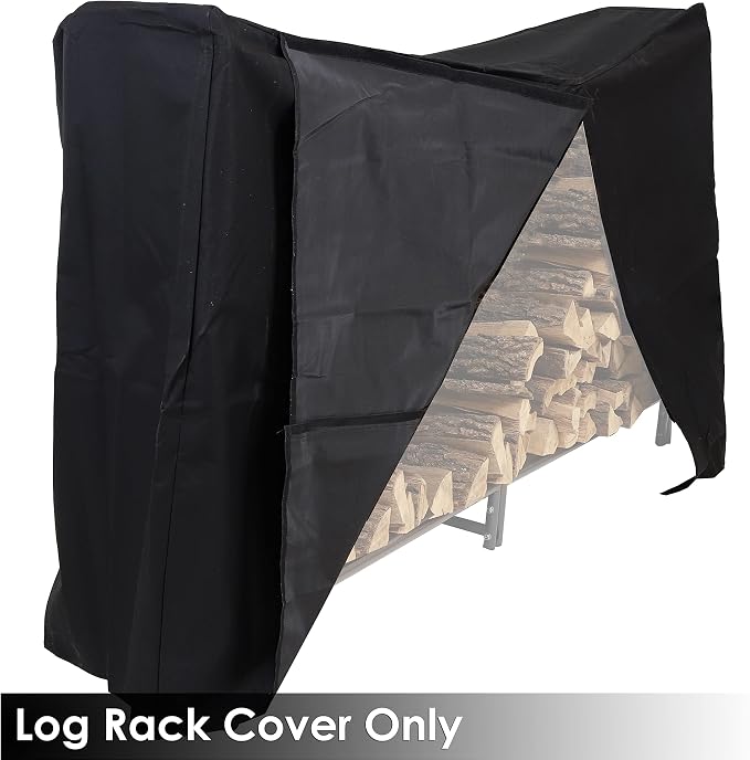 Sunnydaze 6-Foot Firewood Log Rack Cover - Heavy-Duty Weather-Resistant PVC Construction - Black