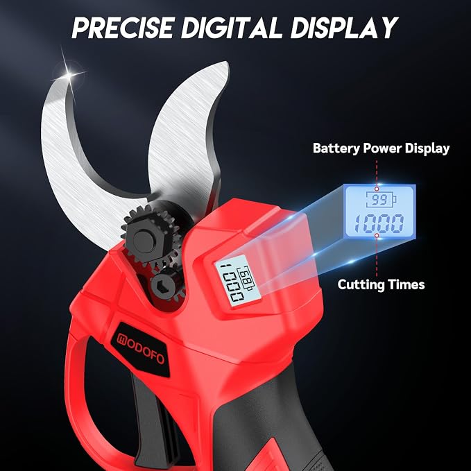 Electric Pruning Shears Cordless – Brushless Motor, LCD Display, 1.4" Cutting Diameter, 2 x 2000mAh Batteries, 1 Replacement Blade – Ideal Gift for Gardeners & Outdoor Enthusiasts