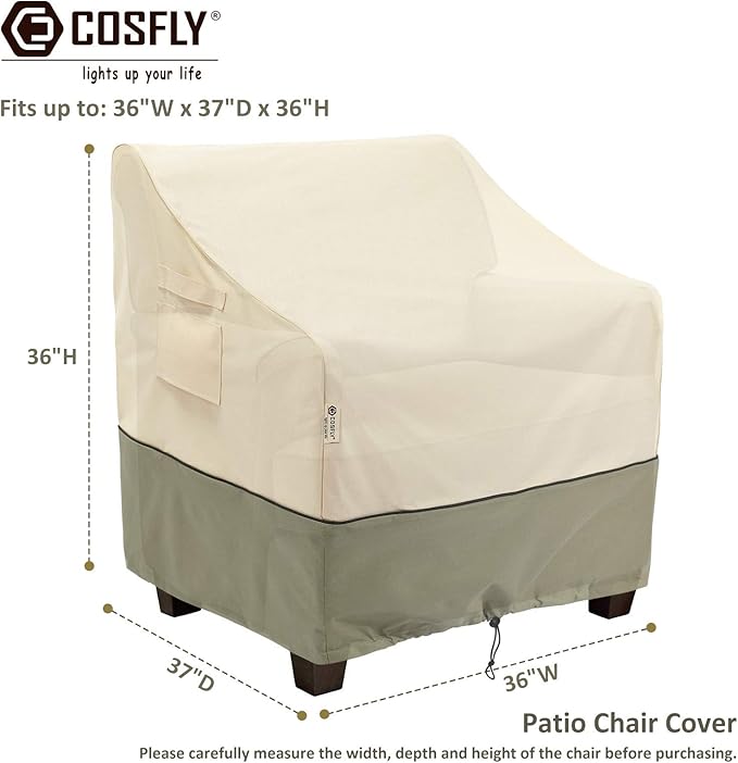 COSFLY Outdoor Furniture Patio Chair Covers Waterproof, Lounge Deep Seat Cover, Lawn Furnitures Covers Fits up to 36W x 37D x 36H inches(2 Pack)