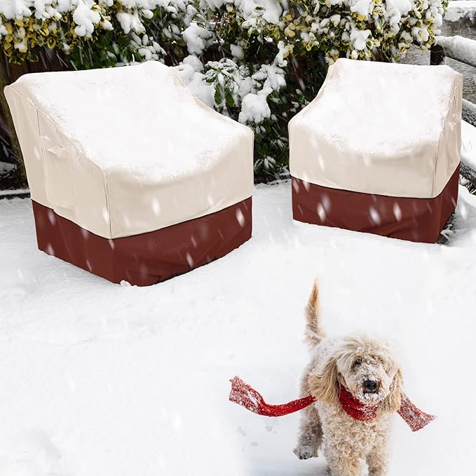 COSFLY Patio Furniture Covers 2 Pack, 600D Waterproof Outdoor Chair Covers for Deep Chairs, All-Weather UV Resistant Protection with Adjustable Straps & Air Vents, Fits up to 29" W x 30" D x 36" H