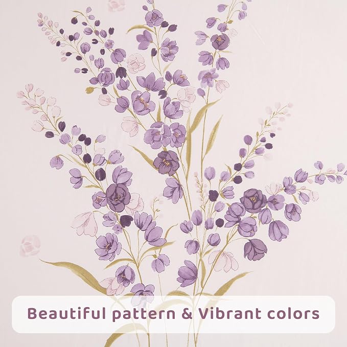QSH Lavender Floral Bed Sheets Queen Size - 100% Egyptian Cotton Sheets Purple Flower Printed Bedding Sheets Queen Size Bed 4pcs Deep Pockets Bed Sheets