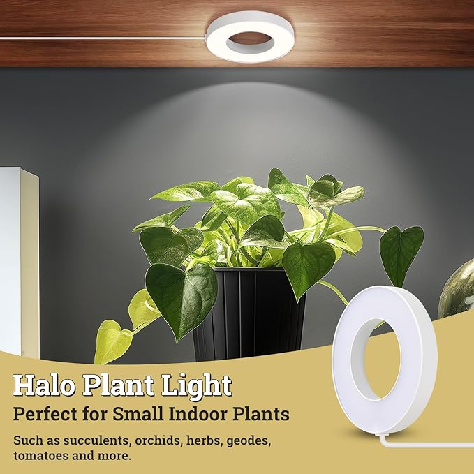 Ceiling Grow Lights for Indoor Plants, 144 LEDs Full Spectrum Halo LED Plant Light, with 3/9/12H Auto Timer Switch, 3 Colors,10 Dimming, Plant Lights for Small Plants, 3 Head