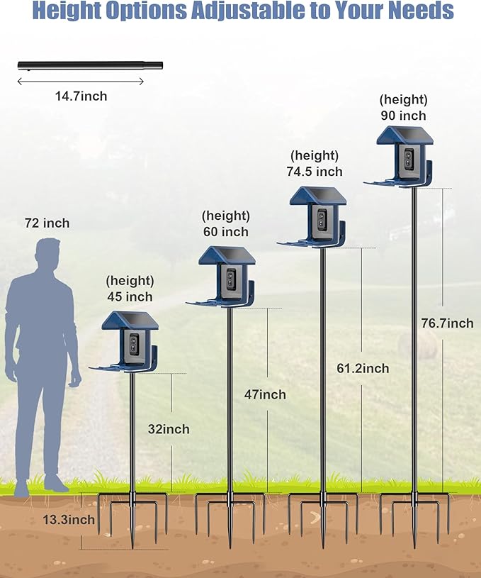 Onlyfly Bird Feeder Pole Stand – 90 Inch Height Feeding Station with 1-Inch Dia Heavy Duty for Hanging Feeders, 2026 Upgraded Bird House Pole Mount Kit for Outdoor, Slip-Fit Connection