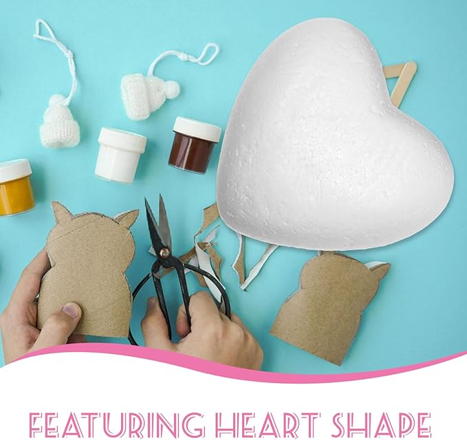 NUOBESTY 4Pcs Craft Foam Hearts Foam Hearts Balls 20cm Heart Shaped Polystyrene Painting Foam Modelling for DIY Craft Flower Arranging Wedding Decorations
