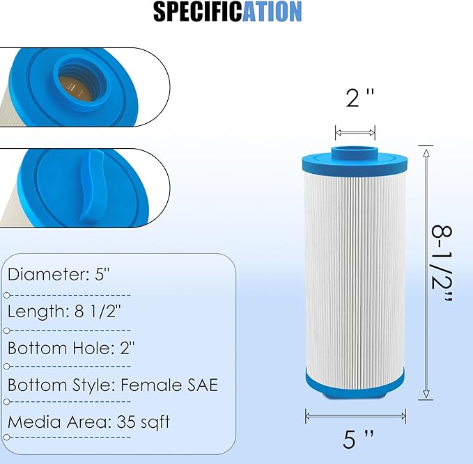 Spa Filter Replaces PMA-R3 X268548 Master Spa Filter/Nordic Retreat Spa Filter/Pleatco PWW35L/Unicel 4CH-935, Fits Most Clarity, Healthy Living Spas- 1 Pack