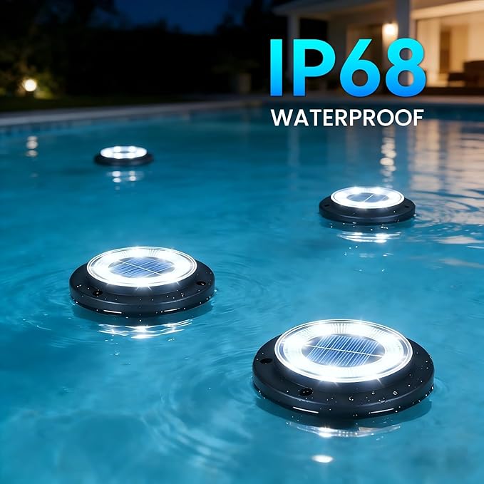 Flacchi Solar Lights Outdoor Waterproof - 2-in-1 Solar Powered Ground Lights Outdoor Solar Disk Light Landscape Light for Deck Step Patio Yard Pathway Walkway Driveway Garden (Cool White, 8 Pack)