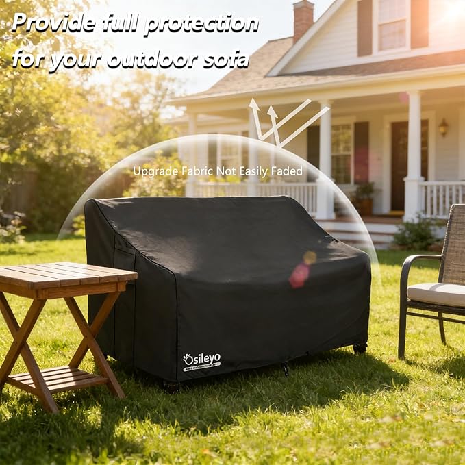 Patio Sofa Covers,100% Waterproof 2-Seater Outdoor Loveseat/Bench Cover,Patio Furniture Covers,85" Wx 38" Dx 35" H Black