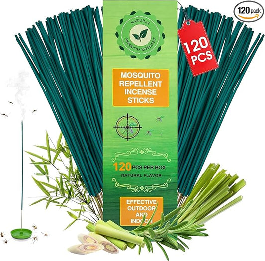 120 Pcs Citronella Oil Mosquito Incense Sticks, Natural Mosquito Repellent Outdoor Patio Plant-Based Bug Repellent for Patio Camping Essentials Fishing Backyard Travel Mosquito Control