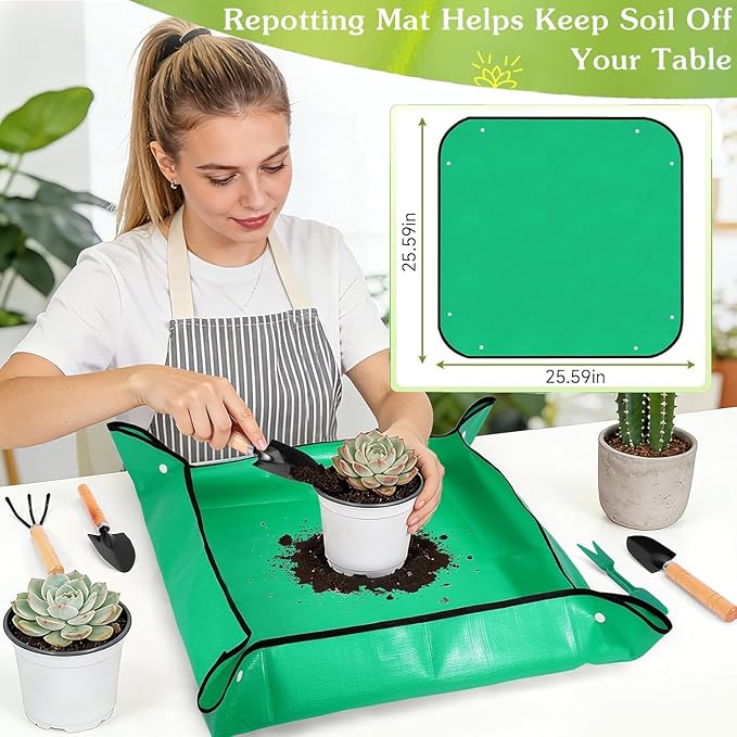 Gardening Tool Set, 18PCS Bonsai Tool Set for Succulents, Herbs & Indoor Plants, Mini Garden Tools with Repotting Mat, Gloves, Pruner, Plant Ties & Labels, Garden Starter Kit for Beginners
