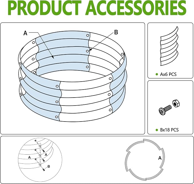 2PCS 2x2x1ft Galvanized Raised Garden Bed Kit-Round Garden Bed Outdoor Planter Box for Vegetables,Flowers,Herbs,Easy Assembly,Silver