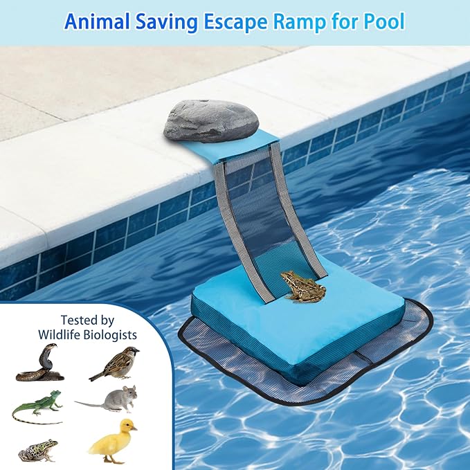 Pool Animal Escape Ramp,Pool Frog Saver,Animal Saver for Swimming Pool Critter, Rescue for Toads, Flog,Lizards, Ducks, Snakes, Mice,Pack of 2
