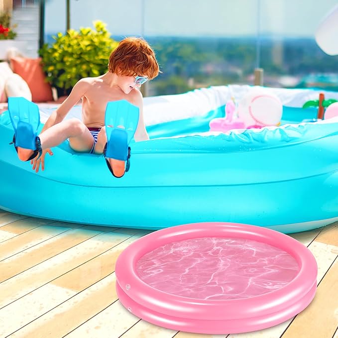 2 Pack Pink Inflatable Pool Foot Bath Basin, Swimming Pool Clean Feet, Foot Soaking Bath Basin for Pool Entry Ladder, Home Spa Treatment for Above Ground Pools