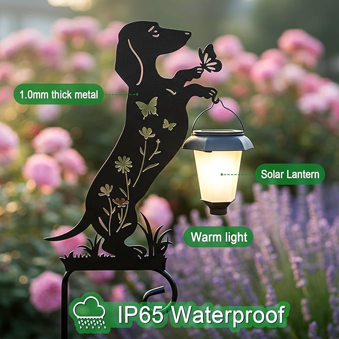 Dachshund Solar Lights Garden Stake,Dachshund Gifts Outside Decorations for Pathway,Yard,Garden Decor,Dog Solar Lights Outdoor