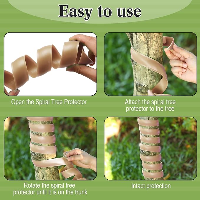 Wesiti 20 Pcs Tree Trunk Protector Plastic Spiral Trunk Tree Wrap Guard Bark Tube Protectors to Protect Bark Saplings from Deer Cats Rodents Rabbit Mowers (Light Brown)
