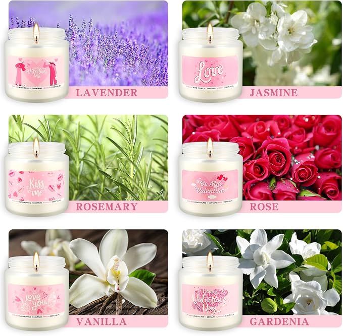 Set of 12 Valentines Scented Candles -3.5oz Romantic Candle Gifts,Wife, Girlfriend,Wedding Day,Anniversary, Long Lasting Soy Candles