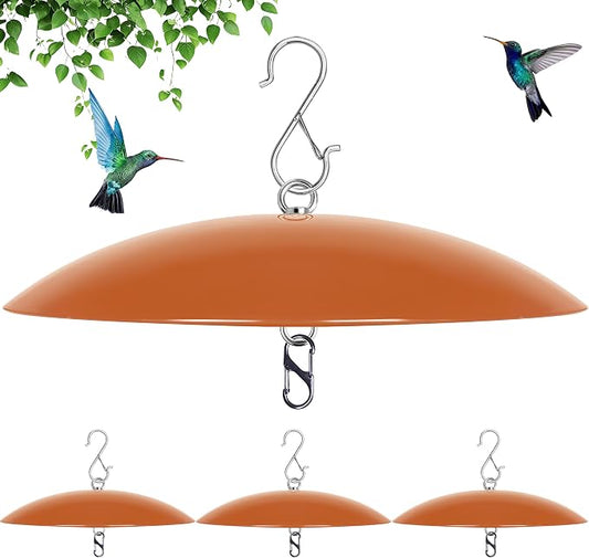 13" Hummingbird Feeder Shade Cover,Bird Feeder Dome Rain Guard,Smart Bird Feeders Umbrella,Squirrel Proof for Shepherd's Hook Outdoors (Terracotta), 4 Pack