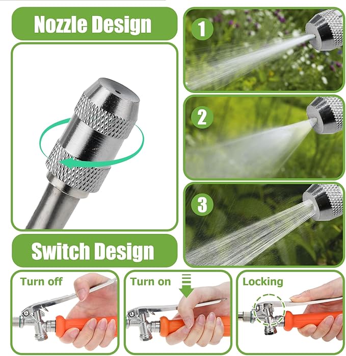 Replacement Pump Sprayer Wand, 2 Pack 29 Inch All Metal Spray Wand for Tank Sprayer with Stainless Steel Extension Tubes, 1/4" 3/8" Brass Barbs Joint Parts for Weed Lawn Plants Careing