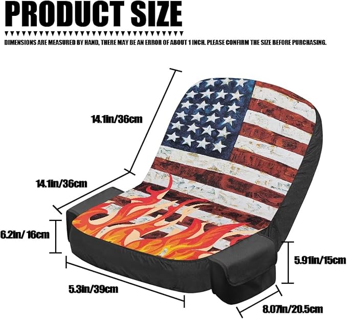 American Flag Riding Lawn Mower Seat Cover Waterproof Tractor Seat Cover with Drink Pouch Non Slip Agricultural and Industrial Vehicle Seats Covers Gift for Holiday