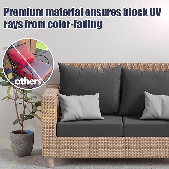 8Pcs Patio Stretch Cushion Covers, Outdoor Couch & Sofa Replacement Slipcovers for Patio Furniture Cushion Covers, Washable Reusable Furniture Protector, Square Large, Medium Grey