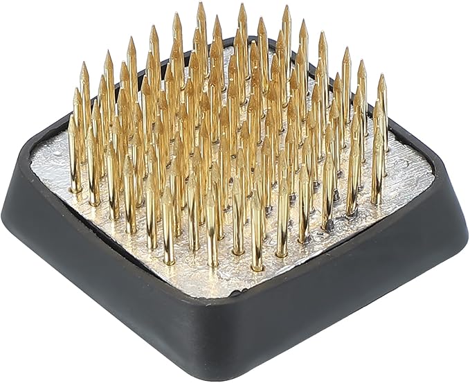 PATIKIL 1.5"x1.5" Flower Frog, Brass Flower Arrangement Holder Square Floral Pin Frogs Ikebana Arranger Tool for Vase Supplies Home Office DIY Craft, Gold