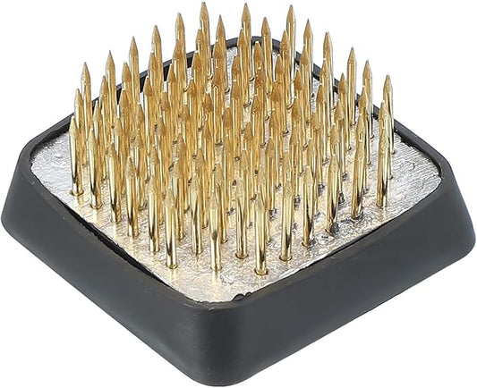 PATIKIL 1.5"x1.5" Flower Frog, Brass Flower Arrangement Holder Square Floral Pin Frogs Ikebana Arranger Tool for Vase Supplies Home Office DIY Craft, Gold