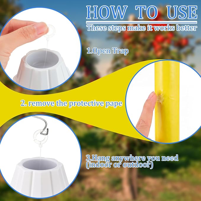 Qualirey 8 Pcs Sticky Fly Trap Fly Stick Indoor Outdoor Long Lasting Hanging Flies Bug Catcher Paper Tape Strips with Hook for Wasps Gnats Bug Insects Fruit Flies Mosquitoes (Bright,Yellow)