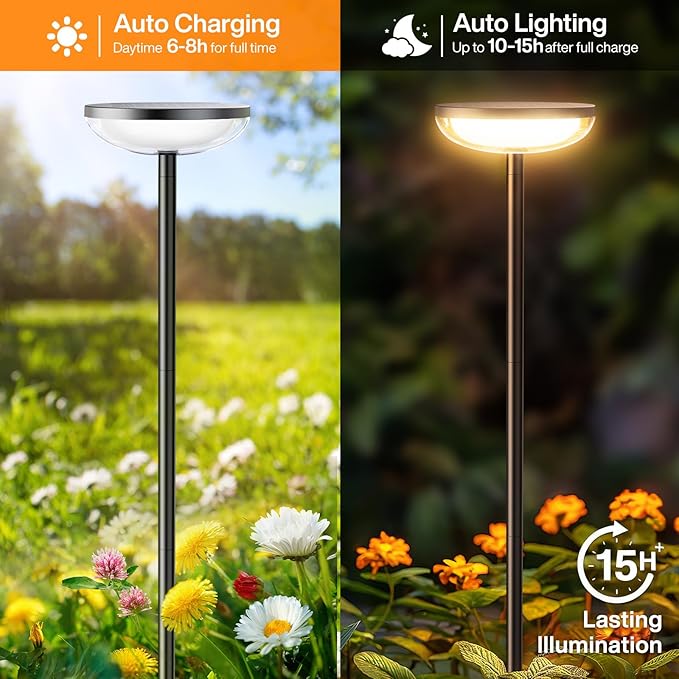 ELECLINK Solar Pathway Lights Outdoor, 6 Pack Tall Solar Garden Lights Outdoor Waterproof for Yard Flower Bed Patio Path Walkway Driveway Outside Decor Landscape Lighting