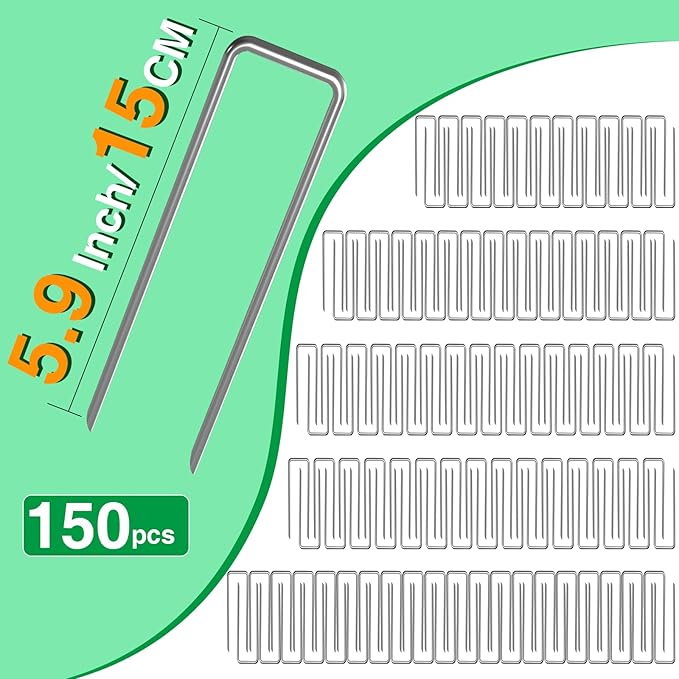 Bonviee 100FT Landscape Edging Kit, 1.5”No-Dig Garden Edging Border with 150 Stainless Steel Stakes, 2 x 50FT Flexible Lawn Edging for Flower Beds, Yard, Tree Rings & Landscaping