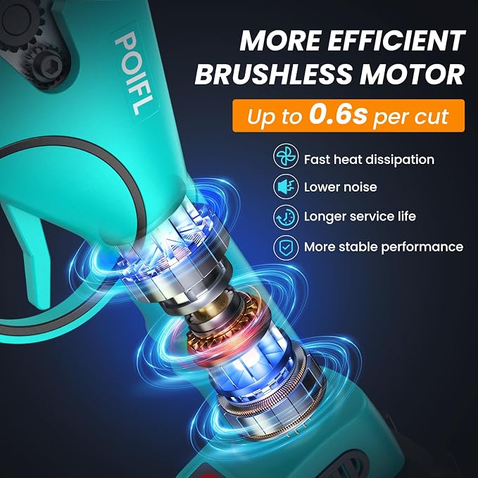 Electric Pruning Shears 1.4" with Brushless Motor, 2 x 2000mAh Battery, Sk5 Blade, Cordless Pruning Shears for Plants, Hedges, Trees, And Flowers （Blue）