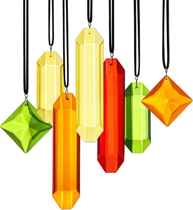 HDCRYSTALGIFTS 7PCS Crystal Prisms Suncatcher for Window Hanging, Rainbow Sun Catchers Indoor Window, Home Garden Thanksgivng Day Christmas Decorations (Season Design)