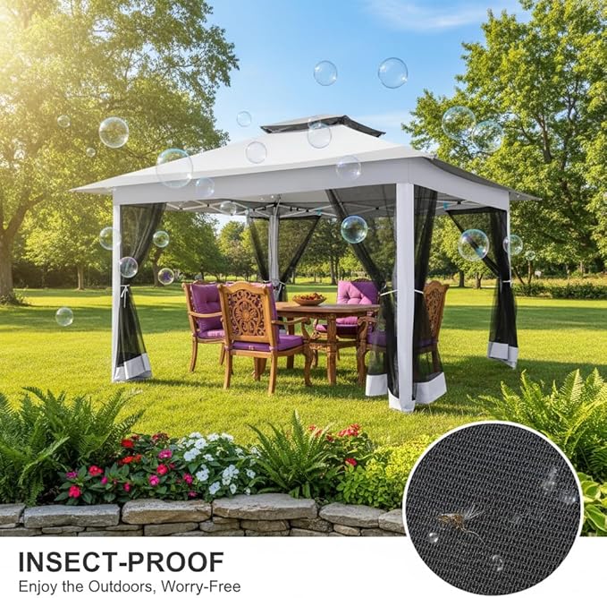 COBIZI 12x12 Pop up Gazebo on Clearance with Mosquito Netting, carpas para Patio Deals, Outdoor Canopy Tent with Portable Carrying Bag, Patio Gazebo for Garden Backyard & Lawn & Beach, Grey