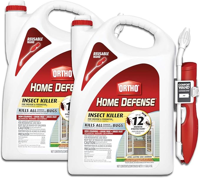 Ortho Home Defense Insect Killer for Indoor and Perimeter2 with Comfort Wand - Ready-To-Use Bug Spray, Kills Ants, Cockroaches & Spiders, 1.1 gal. (2-pack)