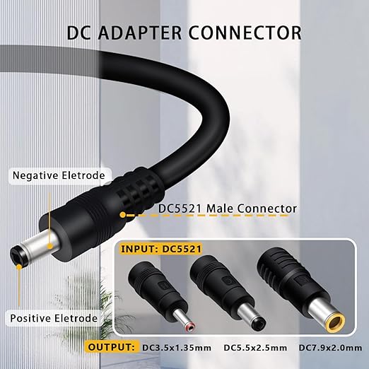 COMeap 5FT 1.5M Solar Panel Adapter for Jackery, to DC 5.5x2.1mm Extension Power Cable with DC 3.5x1.35, 5.5x2.5 and 8mm Connector Compatible with Solar Panel Charger and Portable Solar Generator