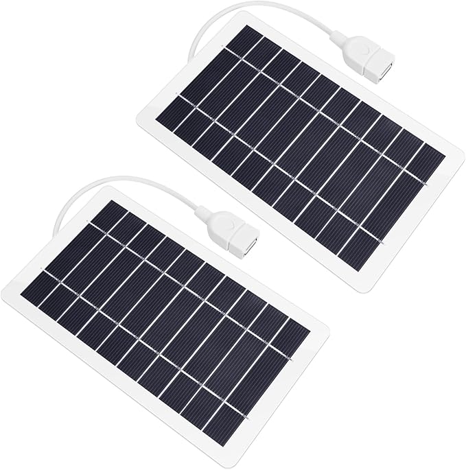 USB Solar Panel Charger,2pcs Portable Solar Panel Kit for Camera, Cell Phone Charging, Camping, Hiking, Outdoor Travel 5V 5W
